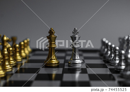 chess figure team (King, Queen, Bishop, Knight, Rook and Pawn) on Chessboard against opponent during battle. Strategy, Success, management, business planning, think, education and leader concept chess figure team (King, Queen, Bishop, Knight, Rook and Pawn) on Chessboard against opponent during battle. Strategy, Success, management, business planning, think, education and leader concept 74455525