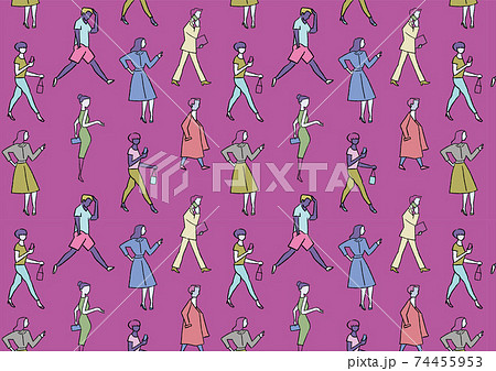 いろんな人の模様_シームレス05 74455953
