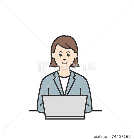 ノートパソコンを操作する人のイラスト素材