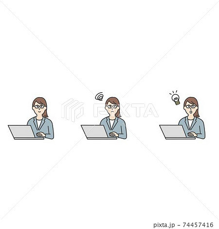 ノートパソコンを操作する人のイラスト素材
