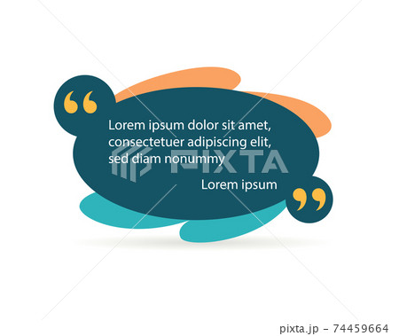 Quote frame or mention quotations remarks template. Info tag, quote textbox blog or discussion citation memo word label. Speech sticker or comment box badge 74459664