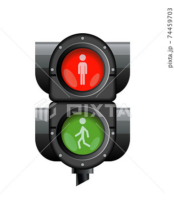 Traffic light with red, yellow and green color. Flat vector illustration isolated on white background 74459703