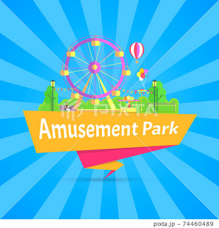 Amusement Park Blue Poster Vector Illustration Amusement Park Blue Poster Vector Illustration 74460489