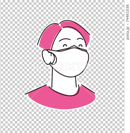 二重にマスクを着用している男性 シンプル イラスト ベクター 74461036