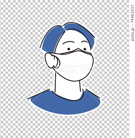 二重にマスクを着用している男性 シンプル イラスト ベクター 74461037