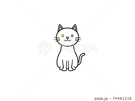 正面を向いて座る猫のイラスト カラー3 のイラスト素材