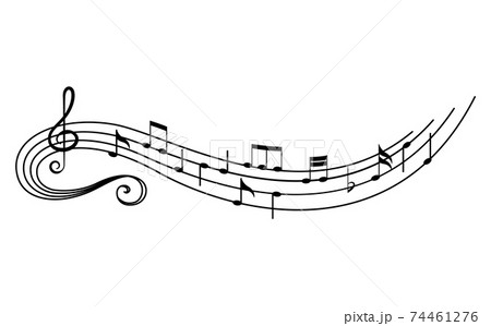 Music notes on staves. Music staff black notes symbols in rounded corners style. Abstract row of musical notes and chords collection. Vector musical notation Music notes on staves. Music staff black notes symbols in rounded corners style. Abstract row of musical notes and chords collection. Vector musical notation 74461276
