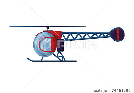 Helicopter cartoon aviation. Avia transportation with propeller isolated on white. Vector copter aircraft rotor plane cargo. Civil or army military transport helicopter 74461296