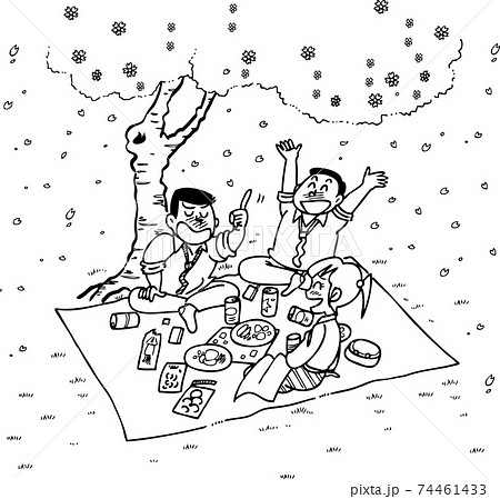 花見,モノクロ 74461433