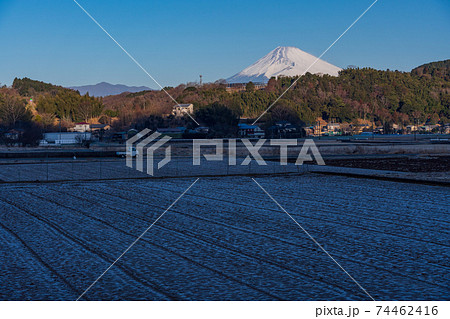 (静岡県)霜の降りた朝 丹那盆地から望む、富士山 (静岡県)霜の降りた朝 丹那盆地から望む、富士山 74462416