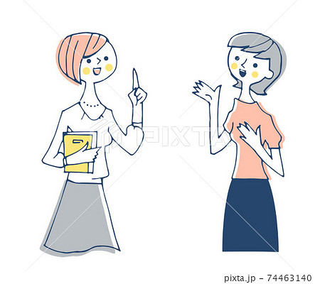 会話する女性2人 会話する女性2人 74463140