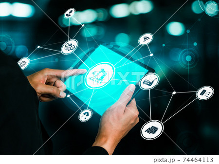 Industry 4.0 technology concept - Smart factory for fourth industrial revolution 74464113