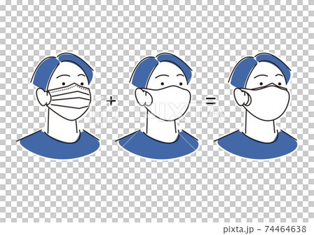 二重にマスクを着用している男性 シンプル イラスト ベクター 二重にマスクを着用している男性 シンプル イラスト ベクター 74464638