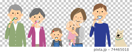 歯を磨く家族 74465018