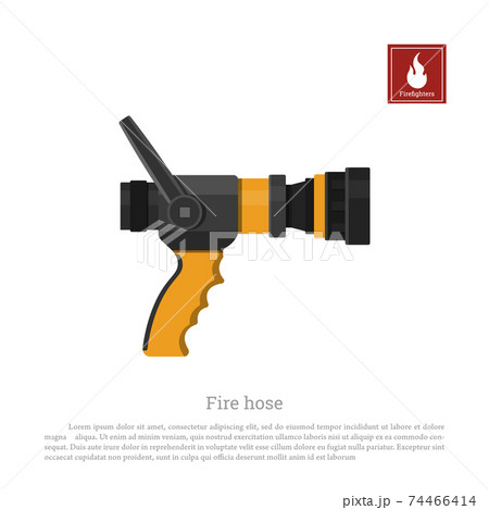 Fire hose on white background. Isolated firefighter equipment 74466414