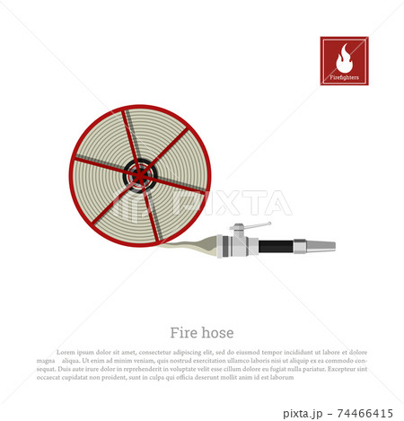 Fire hose on white background. Isolated firefighter equipment 74466415