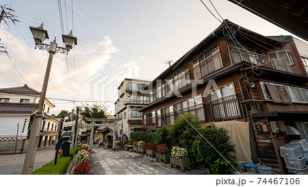 飯坂温泉　町並み　福島県福島市飯坂地域にある歴史のある温泉　東北を代表する名泉 74467106