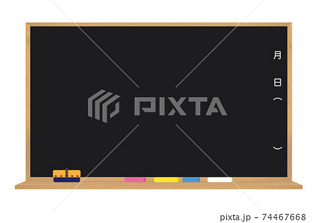 学校の黒板 チョークと黒板消し日付入り Blackboard Chalk And Eraserのイラスト素材