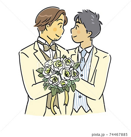 男性同士の同性婚 結婚式のイラスト素材