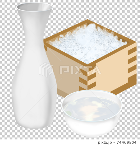 酒米と日本酒のイラスト素材