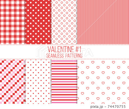 red and pink seamless valentine patterns set 74470755