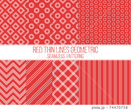 red thin lines geometric seamless patterns set 74470758