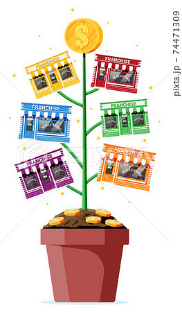 Successful franchise business money tree. Successful franchise business money tree. 74471309