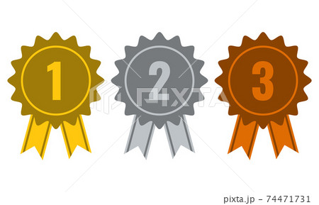 1st, 2nd and 3rd place - gold, silver and bronze medals set 74471731