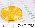 bitcoin metallic coin with positive financial indicators 74471758