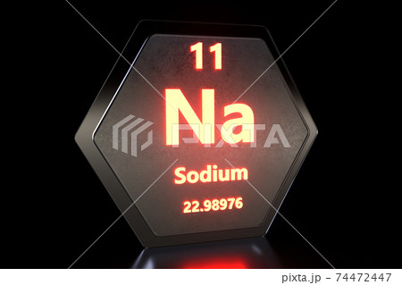 Sodium - Na - chemical element Sign with atomic number and atomic weight. Chemical element of periodic table. Molecule And Communication Background. Purple glowing text.3d render illustration. Sodium - Na - chemical element Sign with atomic number and atomic weight. Chemical element of periodic table. Molecule And Communication Background. Purple glowing text.3d render illustration. 74472447