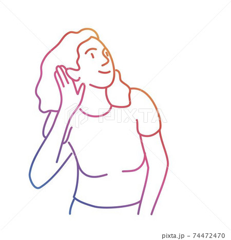 Cute woman try to hear better with hand palm. Cute woman try to hear better with hand palm. 74472470