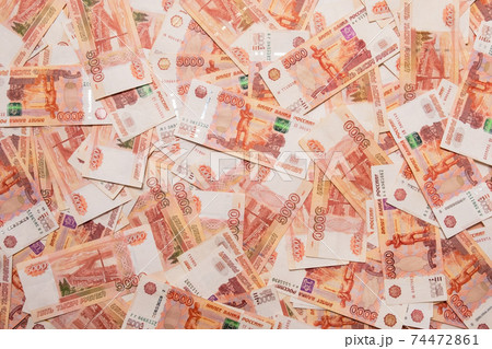 Background with russian roubles. Heap of...の写真素材 [74472861] - PIXTA