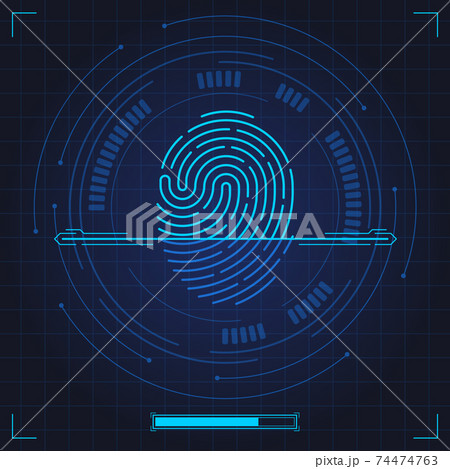 Fingerprint scan. Biometric fingerprints identification, security system thumb lines authentication. Digital fingerprint scan vector illustration set Fingerprint scan. Biometric fingerprints identification, security system thumb lines authentication. Digital fingerprint scan vector illustration set 74474763
