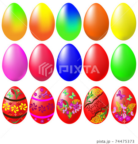 Clipart, vector. 15 colourful Easter eggs isolated on white background. Clipart, vector. 15 colourful Easter eggs isolated on white background. 74475373