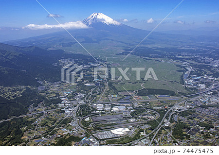 富士山・自衛隊富士演習場上空・空撮・2020年撮影	 74475475