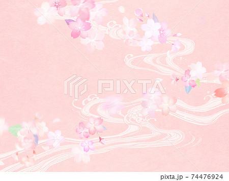 桜と波を題材とした春の和風背景 - 複数のバリエーションがあります 桜と波を題材とした春の和風背景 - 複数のバリエーションがあります 74476924