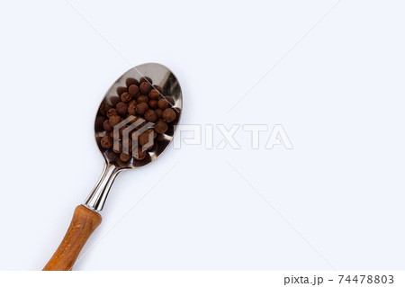 Allspice on white background. Copy space Allspice on white background. Copy space 74478803