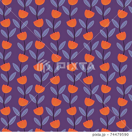 Abstract vector children's drawings, unicorns, flowers, leaves and birds seamless pattern 74479590