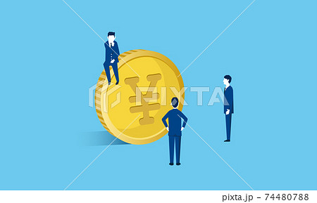 お金と悩むビジネスパーソン、ベクターイラストレーション 74480788