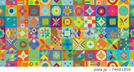 Talavera pattern. Indian patchwork. Turkish ornament. Moroccan tile mosaic. Spanish decoration. Ethnic background. Seamless pattern for your design 74481856