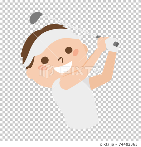 Illustration of a young man playing golf. Men are swinging at golf clubs. 74482363