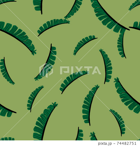 Random botanic exotic seamless pattern with hand drawn fern leaf shapes. Light green background. Random botanic exotic seamless pattern with hand drawn fern leaf shapes. Light green background. 74482751