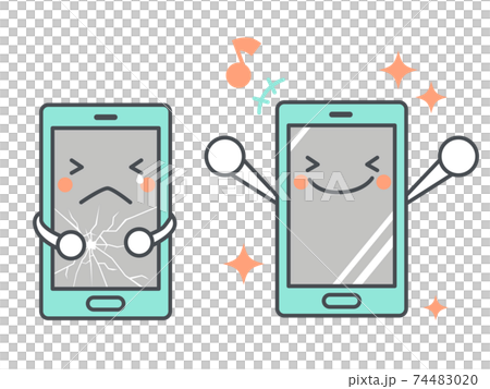 割れたスマホと綺麗なスマホ 割れたスマホと綺麗なスマホ 74483020