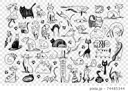 Cats hand drawn doodle set Cats hand drawn doodle set 74485344