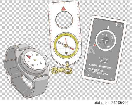 用於登山的指南針的插圖 74486065