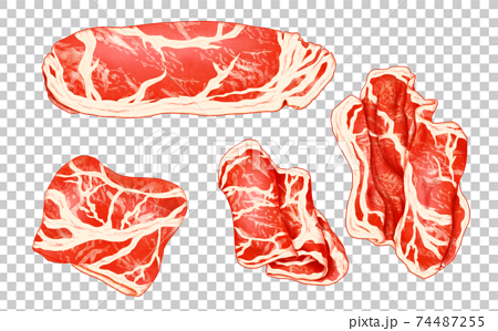 具材4 牛肉 牛肉ローススライス 生 イラスト一覧 鍋 弁当 料理画像にも使えます 組合せシリーズのイラスト素材