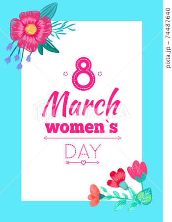 8 March Womens Day Postcard Vector Illustration 8 March Womens Day Postcard Vector Illustration 74487640
