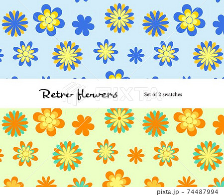 レトロなお花のパターン柄 レトロなお花のパターン柄 74487994