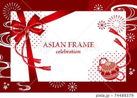 花火と和柄のベクターイラスト素材のイラスト素材