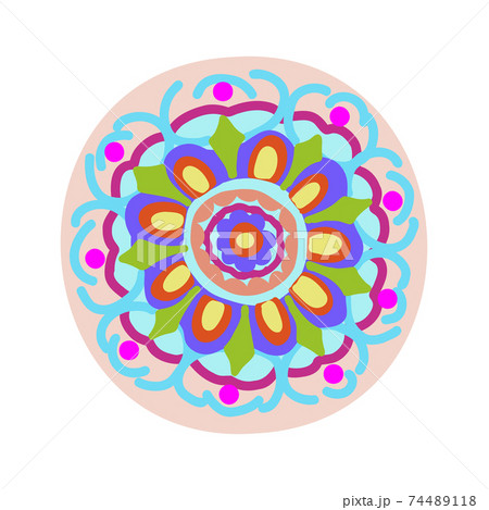 Decorative round element for creating an ornament. Bright mandala. decorative round folk ornament 74489118